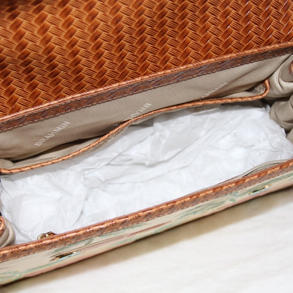 BRAHMIN Hallie Satchel Honey Brown Copa Cabana Leather Purse - Picture 6 of 7